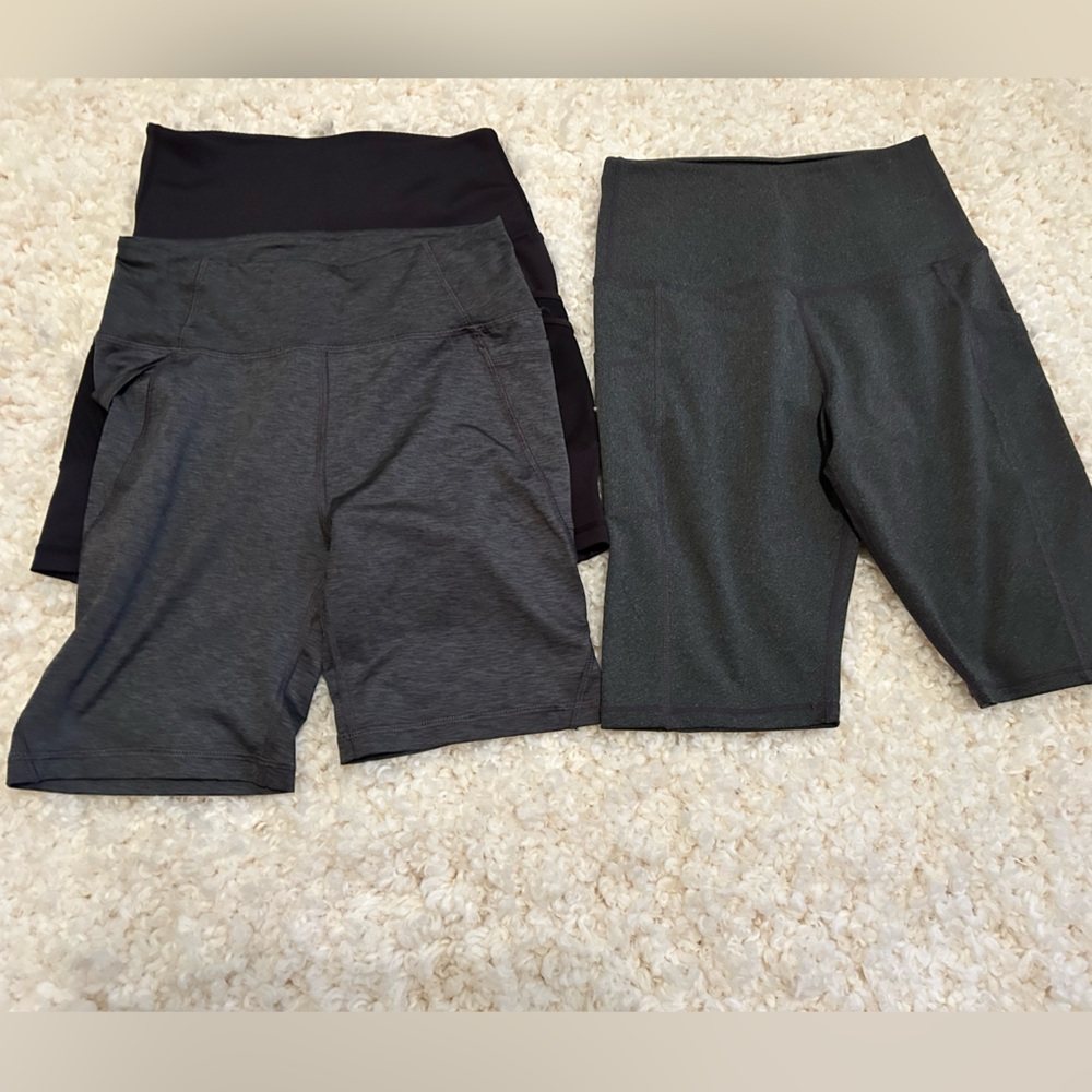 Bundle of 3 Gray and Black Biker Shorts